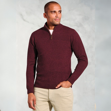 Load image into Gallery viewer, Burgundy Half Zip Jumper on Model with light trousers 
