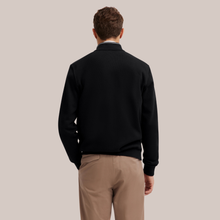 Load image into Gallery viewer, Back view of Model wearing Bugatti hybrid full zip, In Black.
