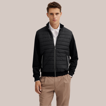 Load image into Gallery viewer, Model posing wearing Bugatti hybrid full zip, In Black.
