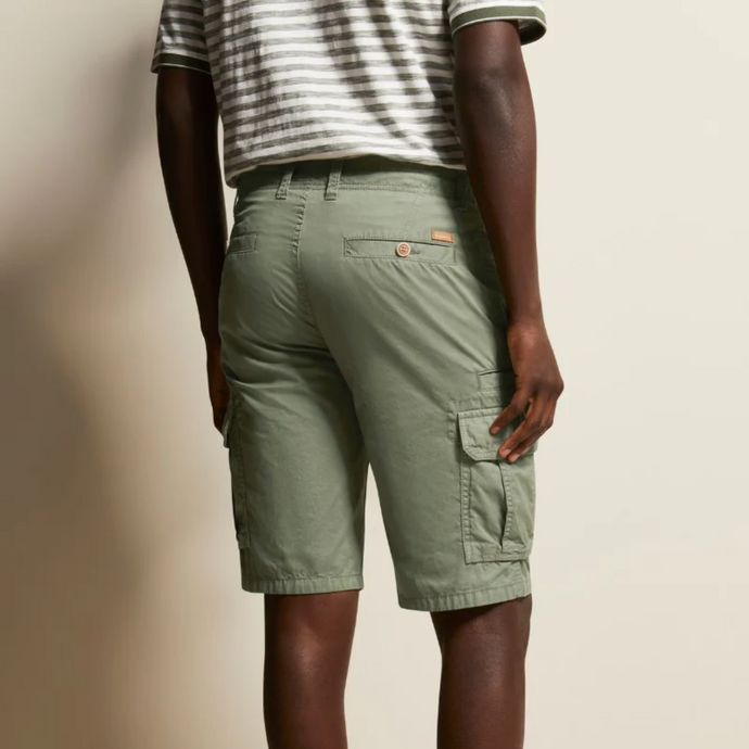 Rear View on Model of Cargo Short and T-Shirt 