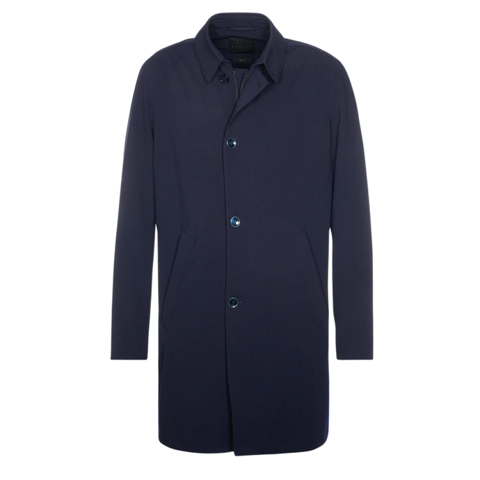 Front of Bugatti Long Poplin Coat with white background