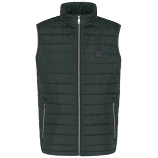 Green puffer vest on a white background