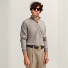 Load image into Gallery viewer, Model in half zip with beige trouser on light background 
