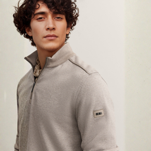 Load image into Gallery viewer, Model in half zip sleeve detail 
