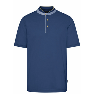 Front Face side of polo shirt with stand up collar and button details 