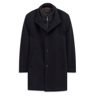 Navy coat on a white background