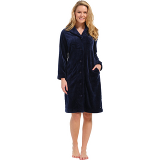 Pastunette Deluxe Full Button Morning Gown | Navy