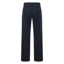 Load image into Gallery viewer, Back of the navy jersey straight leg trousers on a white background.
