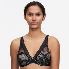 Load image into Gallery viewer, A close up of a model wearing the Chantelle True Lace Plunge Spacer Bra.
