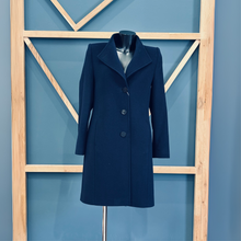 Load image into Gallery viewer, Navy Coat on mannequin on Geometric Background 
