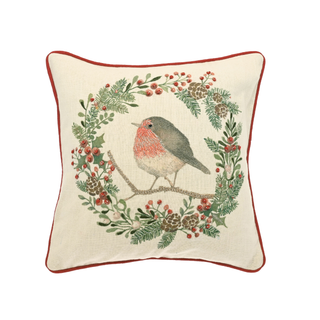 Robin & Wreath Cushion | 43x43cm
