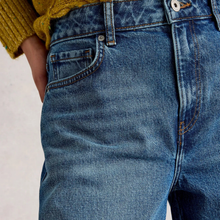 Load image into Gallery viewer, Close-up of blue jeans with a neutral background
