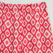 Load image into Gallery viewer, Close up of Salsa Red &amp; White Print High Rise
