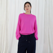 Load image into Gallery viewer, Lady in Pink Sweater on White background
