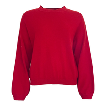 Load image into Gallery viewer, A bright red long-sleeve knit sweater with a crew neck, displayed on a clean white background.
