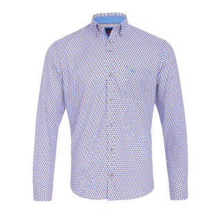 Long-sleeve shirt with a subtle pattern on a white background