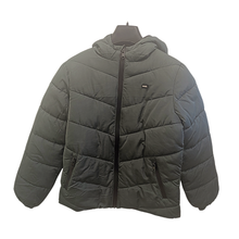 Load image into Gallery viewer, Olive Green puffer jacket on a mannequin against a white background
