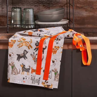 Folded apron on Kitchen Counter 