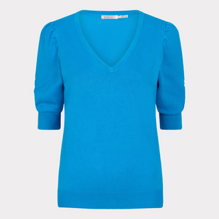 Esqualo Short Sleeve V-Neck Sweater | Sand / Strawberry / Blue