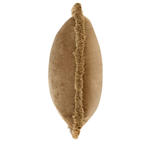 Load image into Gallery viewer, Brown decorative pillow with a fringed edge on a white background
