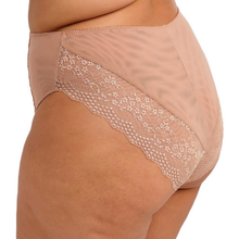 Load image into Gallery viewer, Beige lace-trimmed underwear on a white background
