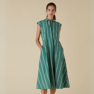 Emme Marella Sleeveless Stripe Shirt Dress | Green