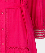 Load image into Gallery viewer, esqualo lace dress in magenta colour closeup
