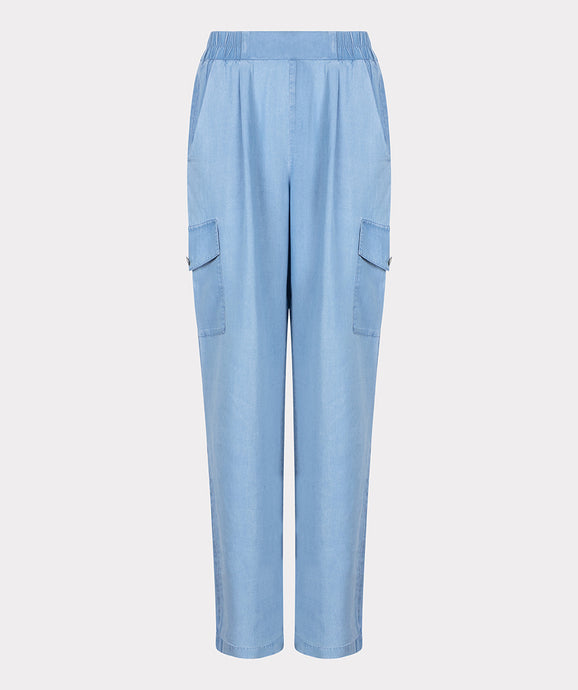 esqualo cargo trousers in light blue colour showing front of trousers
