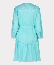Load image into Gallery viewer, esqaulo lace dress in light blue colour showing back off dress
