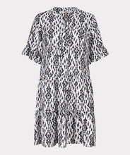 Load image into Gallery viewer, esqualo two tone dress in Ikat print showing front of dress
