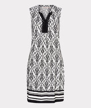 Load image into Gallery viewer, esqualo two tone dress in Ikat print showing front off dress
