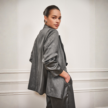 Load image into Gallery viewer, Esqualo Shimmer Crinkle Blazer | Anthracite
