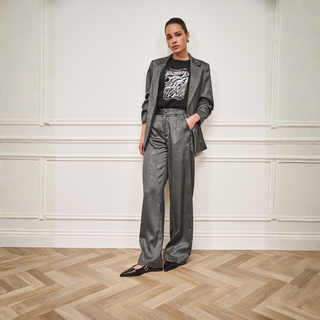 Esqualo Shimmer Crinkle Blazer | Anthracite