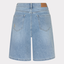 Load image into Gallery viewer, Light blue denim shorts on a white background
