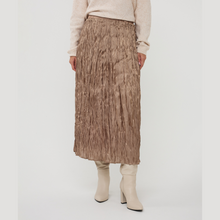 Load image into Gallery viewer, Person wearing a textured brown skirt and beige sweater on a white background
