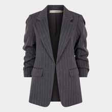 Load image into Gallery viewer, Gray pinstripe blazer on a light gray background
