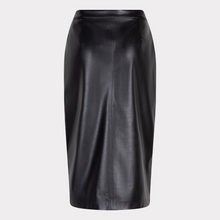 Load image into Gallery viewer, Black leather pencil skirt on a light gray background
