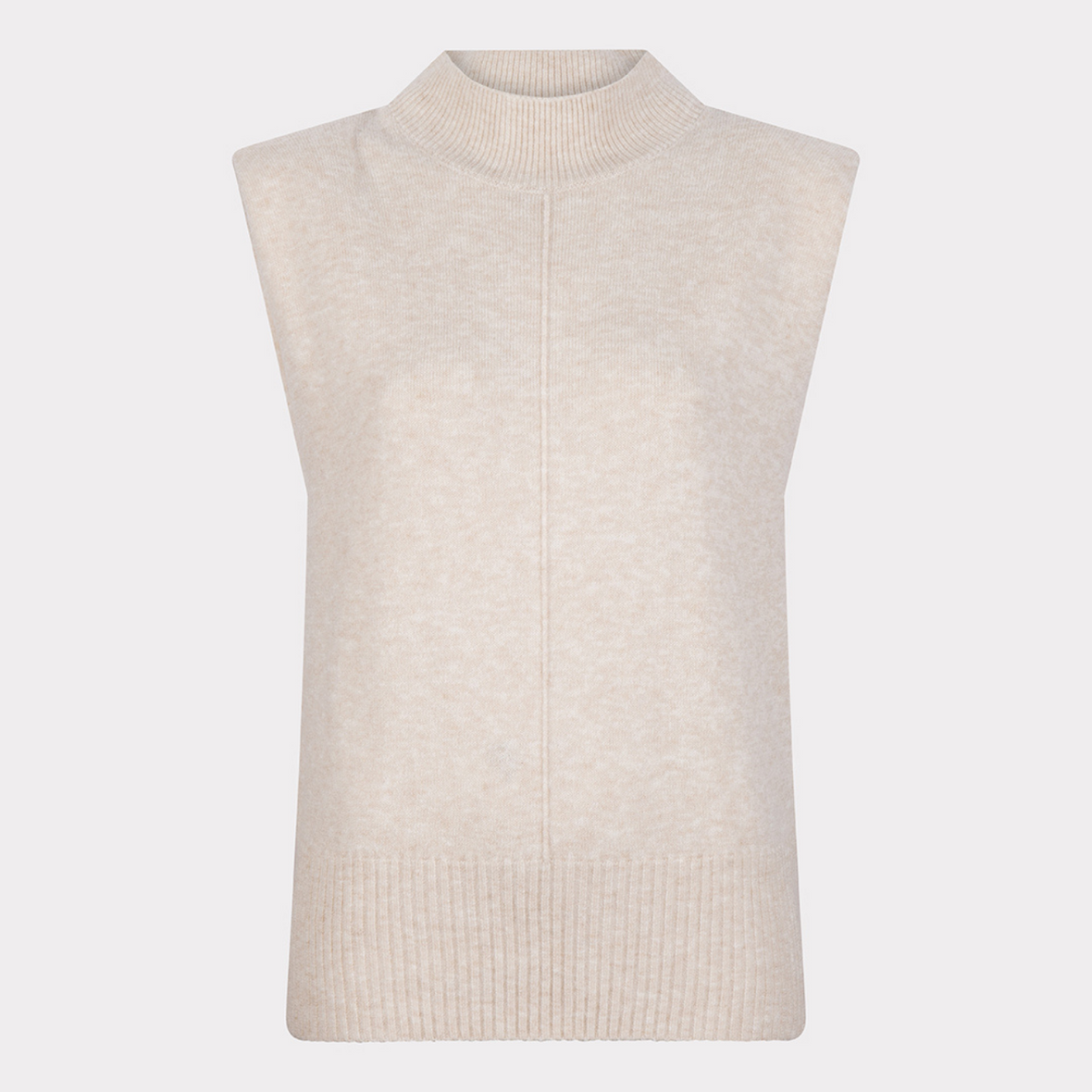 Esqualo Sleeveless Turtleneck Knit With Shoulder Pads Sand Geoghegans Of Navan