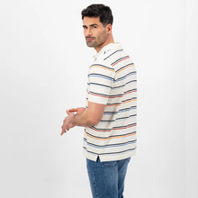 Load image into Gallery viewer, Fynch Hatton Striped Polo Top | Off-White / Navy

