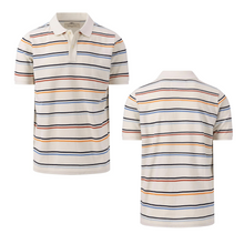 Load image into Gallery viewer, Fynch Hatton Striped Polo Top | Off-White / Navy

