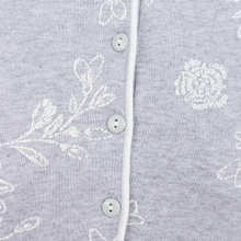 Load image into Gallery viewer, Close-up detail of the Slenderella Pattern Nightdress fabric, showing the soft cotton interlock jersey and delicate floral print.
