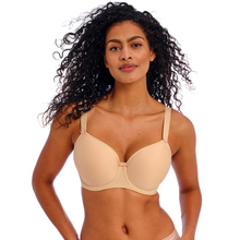 Load image into Gallery viewer, A close up of a model wearing the Freya Idol Moulded Balcony Bra in Natural.
