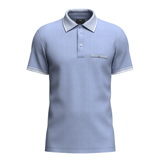 Front of Fynch Hatton Mercerized Cotton Polo, in new Breeze, with a white background.