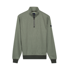 Load image into Gallery viewer, Green pullover with a quarter zip on a white background
