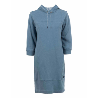 Front of Squesto Soft Denim Dress with Hood