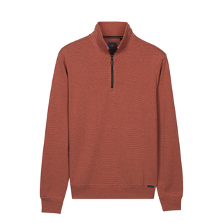 Red sweatshirt with a zipper on a white background