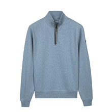 Load image into Gallery viewer, Blue pullover with a quarter zip on a white background
