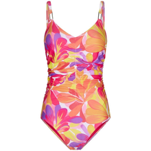 Load image into Gallery viewer, Front of Pastunette Ruched Front Floral V-Neck Swimsuit
