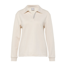 Load image into Gallery viewer, White long-sleeve shirt with collar on a white background
