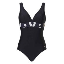 Load image into Gallery viewer, Front of Pastunette Black &amp; White Pattern Swimsuit
